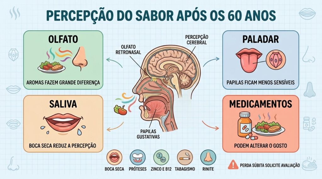 Quatro fatores ajudam a explicar por que a comida perde intensidade após os 60.