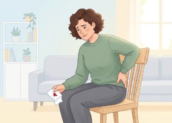 Sangue vermelho vivo no papel junto com coceira ou dor ao sentar pode ocorrer nas hemorroidas.