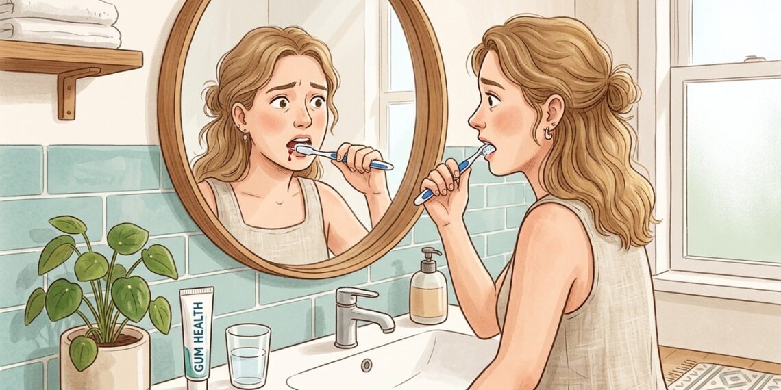 Gengiva que sangra ao escovar, especialmente com mau hálito persistente, pode indicar inflamação gengival.