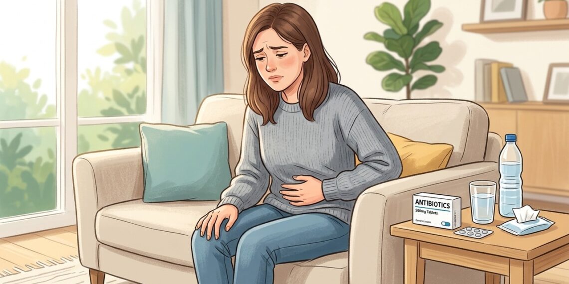 A diarreia pode surgir durante ou após o uso de antibióticos devido a alterações no equilíbrio intestinal.