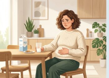 Estufamento, gases e desconforto após consumir leite podem estar relacionados à intolerância à lactose.