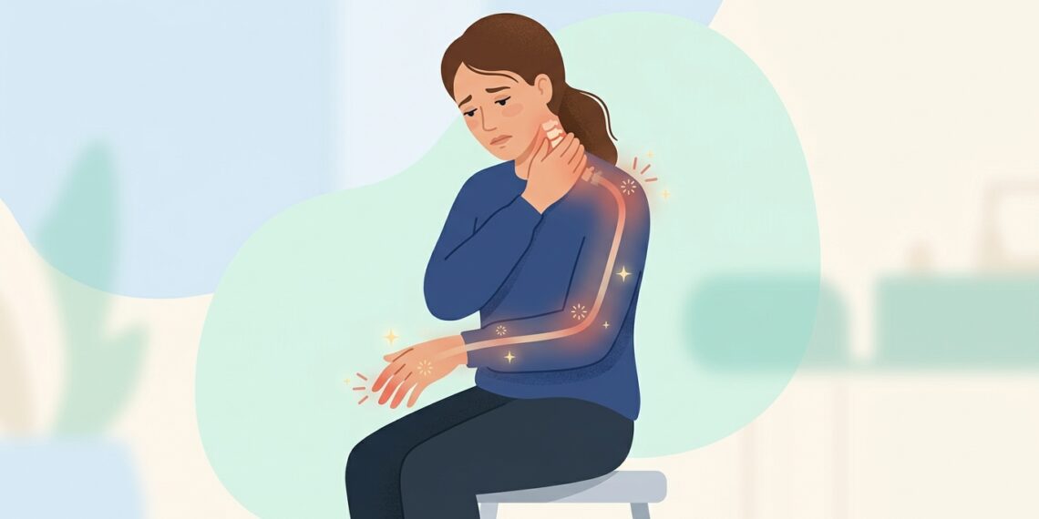 Dor no pescoço que desce para o braço com formigamento pode envolver irritação de um nervo.