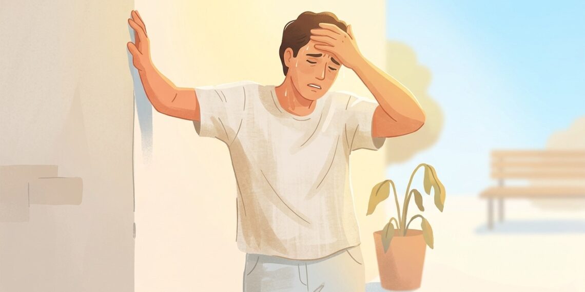 Tontura, fraqueza e coração acelerado no calor podem aparecer com desidratação e queda da pressão.