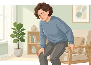 Rigidez no joelho após ficar sentado pode estar relacionada à osteoartrite.