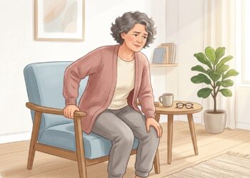 O joelho pode ficar rígido após muito tempo sentado, e movimentos leves podem ajudar a recuperar a mobilidade.