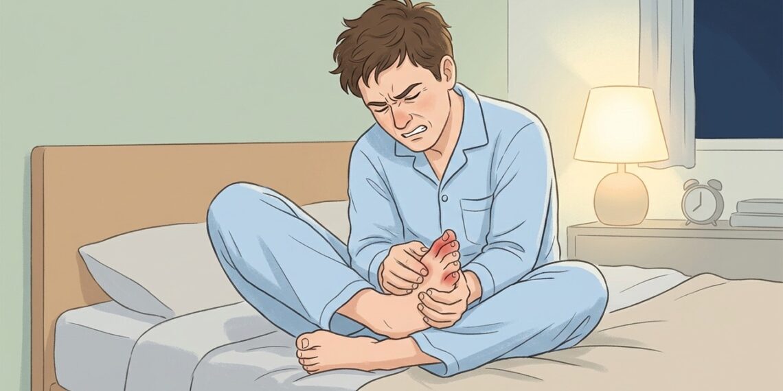 Dor súbita no dedão, com vermelhidão, calor e inchaço, pode ocorrer durante uma crise de gota.