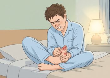Dor súbita no dedão, com vermelhidão, calor e inchaço, pode ocorrer durante uma crise de gota.