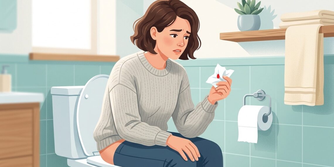 Sangue vermelho no papel após evacuar pode ocorrer com hemorroidas, especialmente quando há esforço ou prisão de ventre.