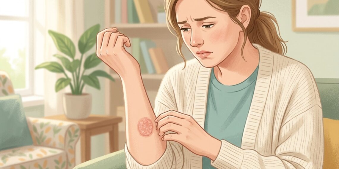 Manchas redondas que coçam e descamam podem exigir avaliação para diferenciar eczema numular de micose.
