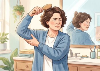 Rigidez progressiva no ombro pode dificultar tarefas simples, como pentear o cabelo.