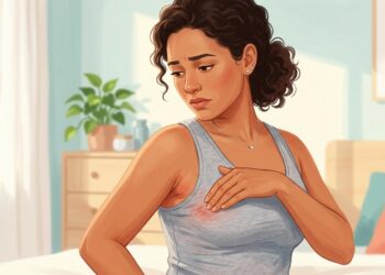 Vermelhidão e ardor nas dobras da pele podem piorar com suor, calor e atrito.