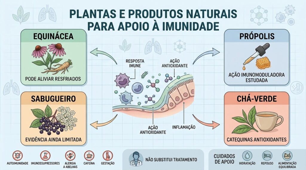 Equinácea, própolis, sabugueiro e chá-verde exigem cautela e expectativas realistas.