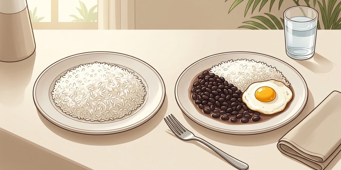 Arroz com ovo e feijão ou arroz sozinho qual refeição sustenta a saciedade por mais tempo?