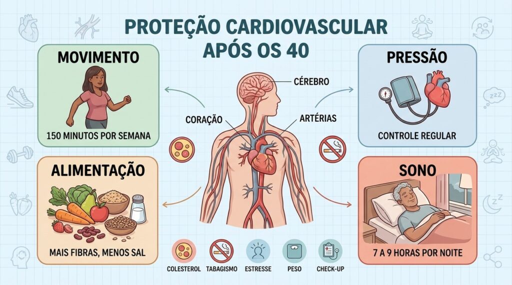 Hábitos diários que reduzem o risco de infarto e AVC depois dos 40