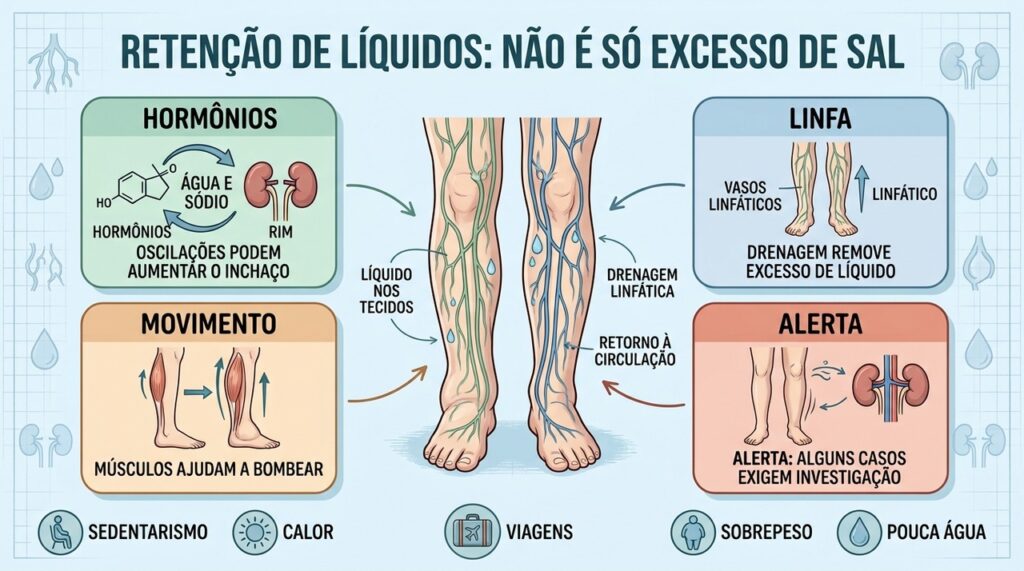 Hormônios, linfa, movimento e sinais de alerta ajudam a entender o edema.