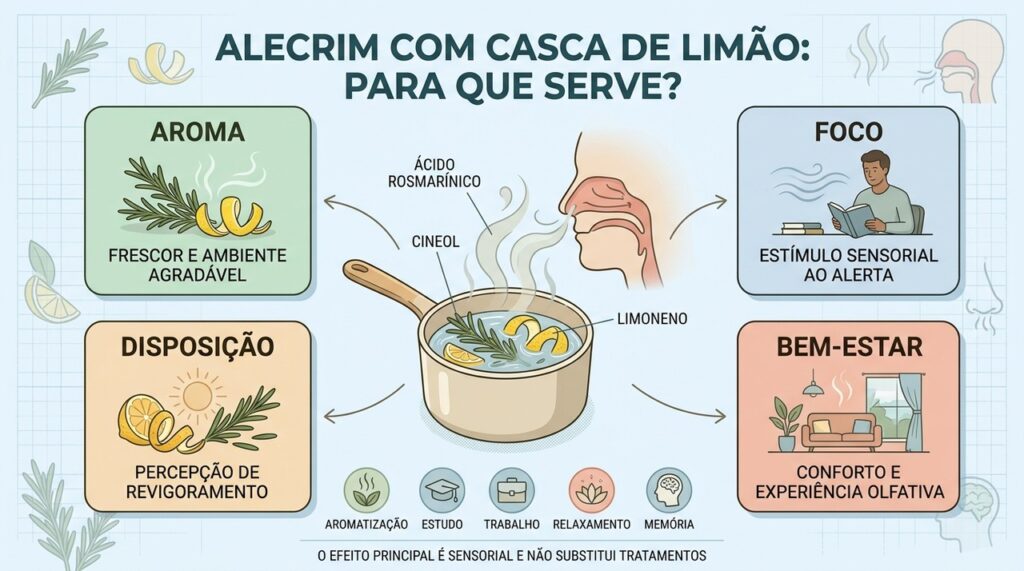 Aroma, foco, disposição e bem-estar resumem os principais usos sensoriais da mistura.