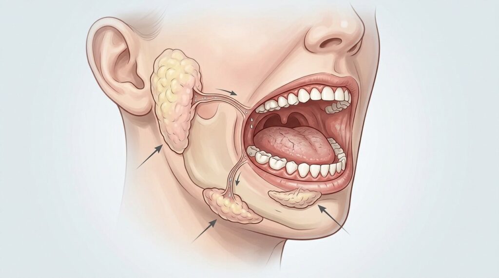 A redução da produção de saliva pode causar ressecamento e desconforto na boca.