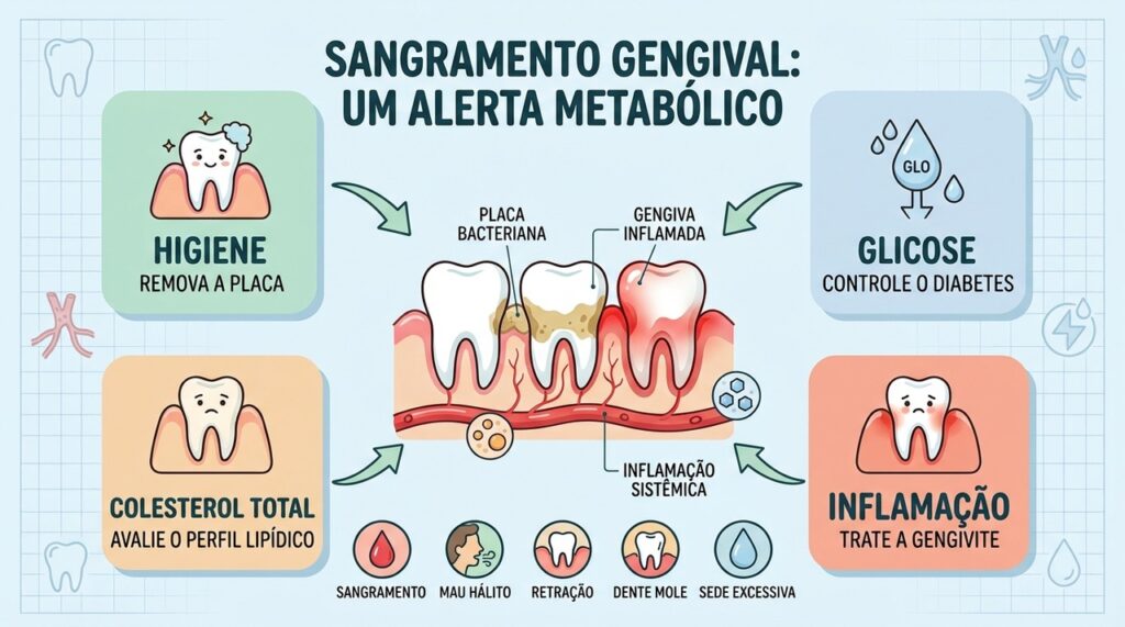 Higiene, glicose, colesterol e inflamação conectam a saúde da gengiva ao organismo.