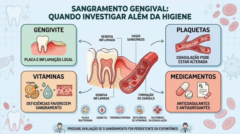 Gengivite, plaquetas, vitaminas e medicamentos estão entre as principais causas investigadas.