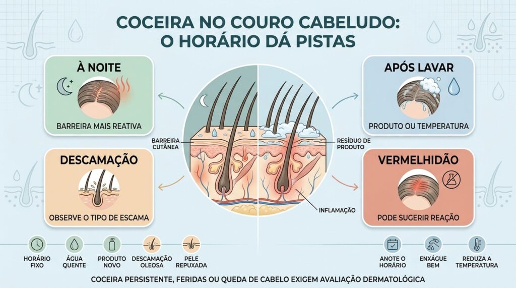 Horário, lavagem, descamação e vermelhidão ajudam a identificar a origem da coceira.