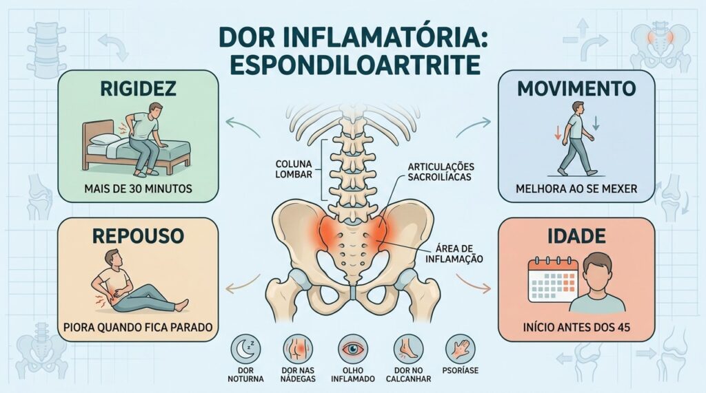 Rigidez, repouso, movimento e idade ajudam a reconhecer o padrão inflamatório.