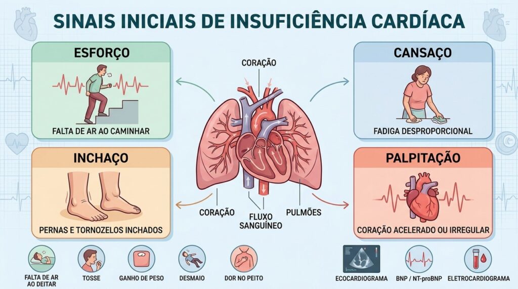 Falta de ar, cansaço, inchaço e palpitações formam pistas importantes para investigar o coração.