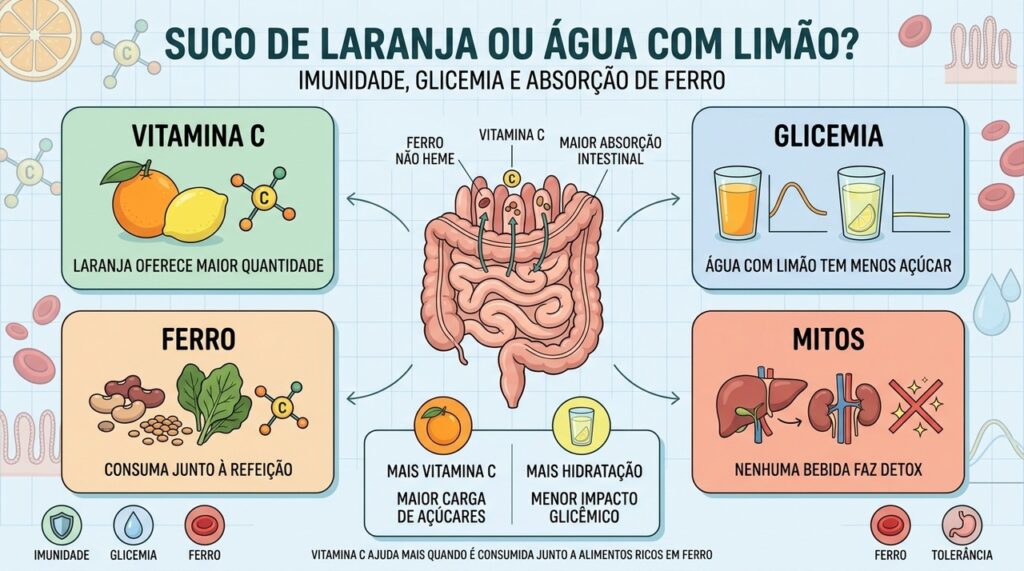 Vitamina C, glicemia, ferro e mitos ajudam a comparar as duas bebidas.
