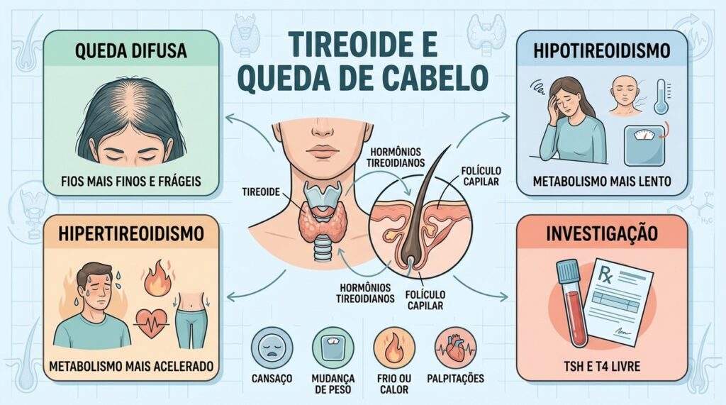 A queda de cabelo persistente nem sempre é genética, mas pode ser sinal de alteração na tireoide