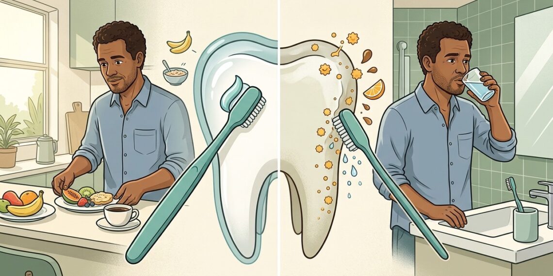Escovar os dentes antes ou depois do café da manhã: qual hábito protege mais o esmalte?