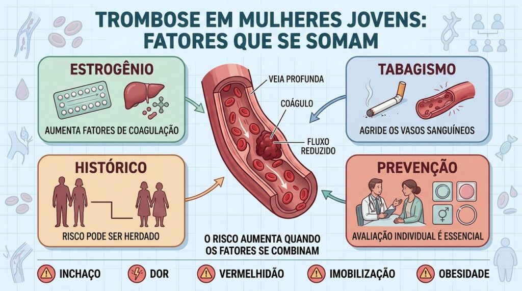 Estrogênio, tabagismo, hereditariedade e prevenção ajudam a entender o risco de trombose.