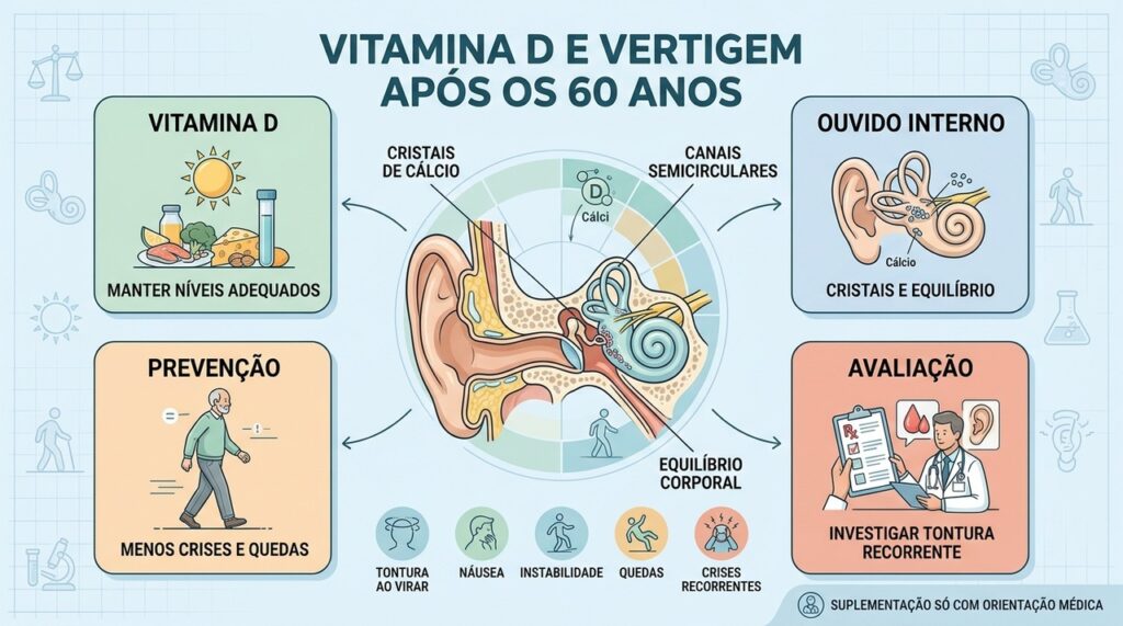 Vitamina D, ouvido interno, prevenção e avaliação ajudam a entender a vertigem recorrente.