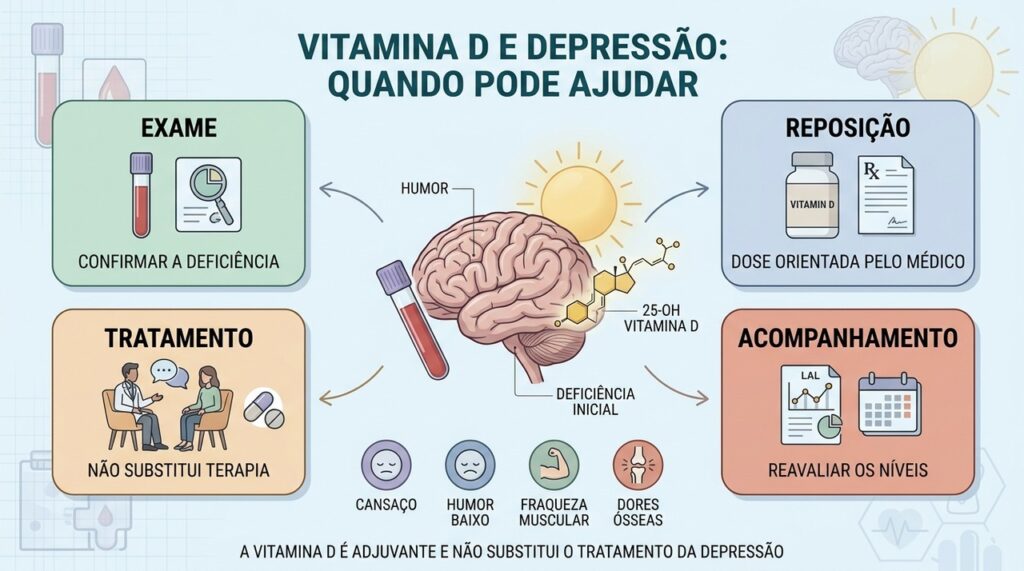 Deficiência confirmada, reposição adequada e acompanhamento definem o possível benefício da vitamina D.