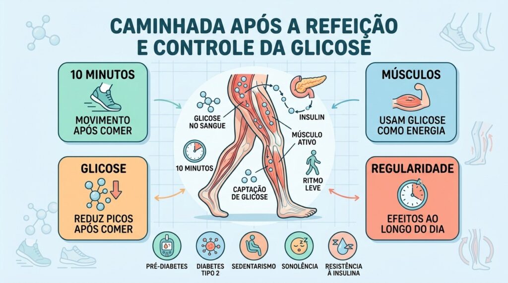 Músculos ativos utilizam glicose após as refeições, ajudando a suavizar seus picos.