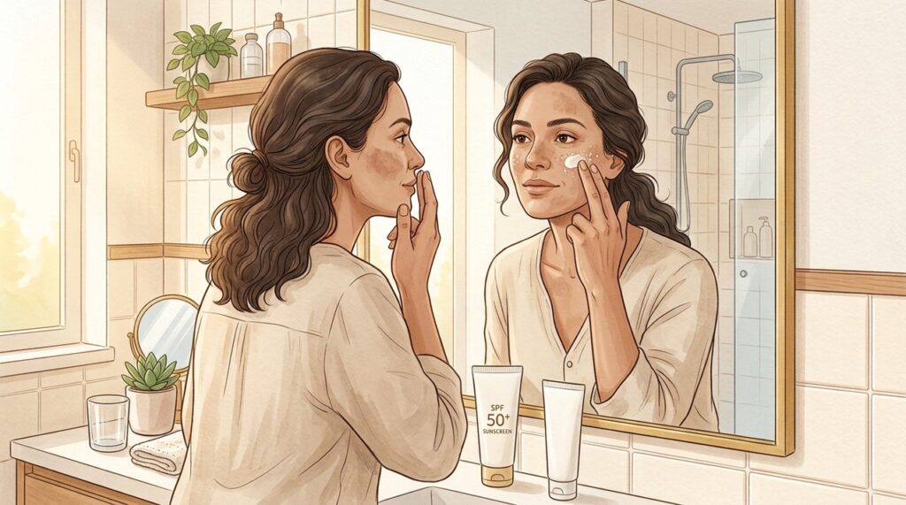 Proteção contra UVA, UVB e luz visível reduz o risco de hiperpigmentação.