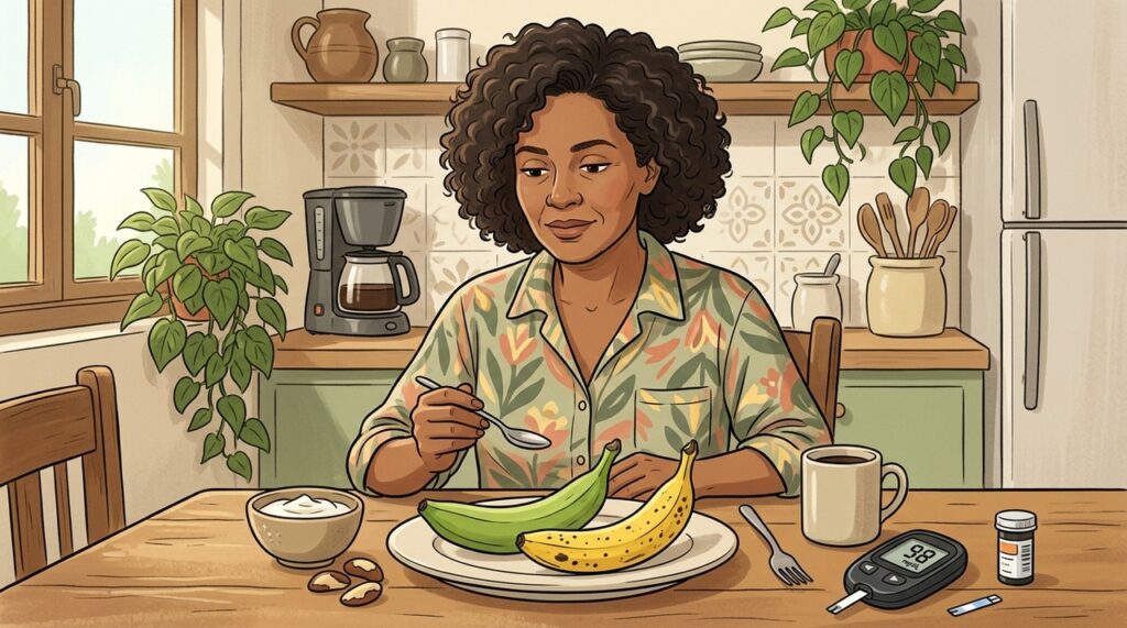 O amadurecimento transforma parte do amido da banana em açúcares mais disponíveis.