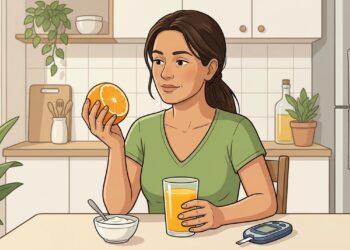 Suco de laranja e laranja inteira oferecem nutrientes parecidos, mas o impacto na glicose é diferente