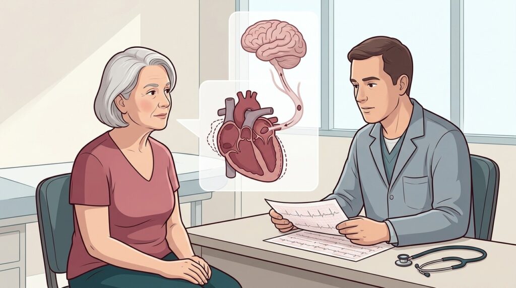 Ritmo cardíaco irregular merece avaliação porque pode favorecer coágulos que chegam ao cérebro.