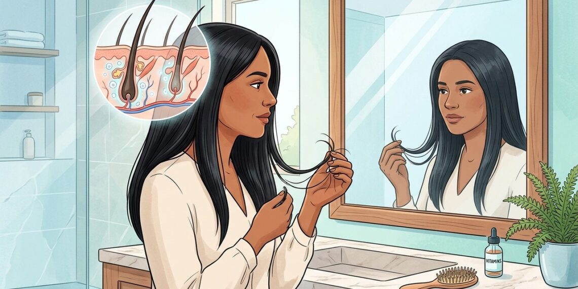 A queda de cabelo nem sempre é falta de vitamina, mas inflamação no couro cabeludo, que enfraquece o folículo e encurta o ciclo de crescimento