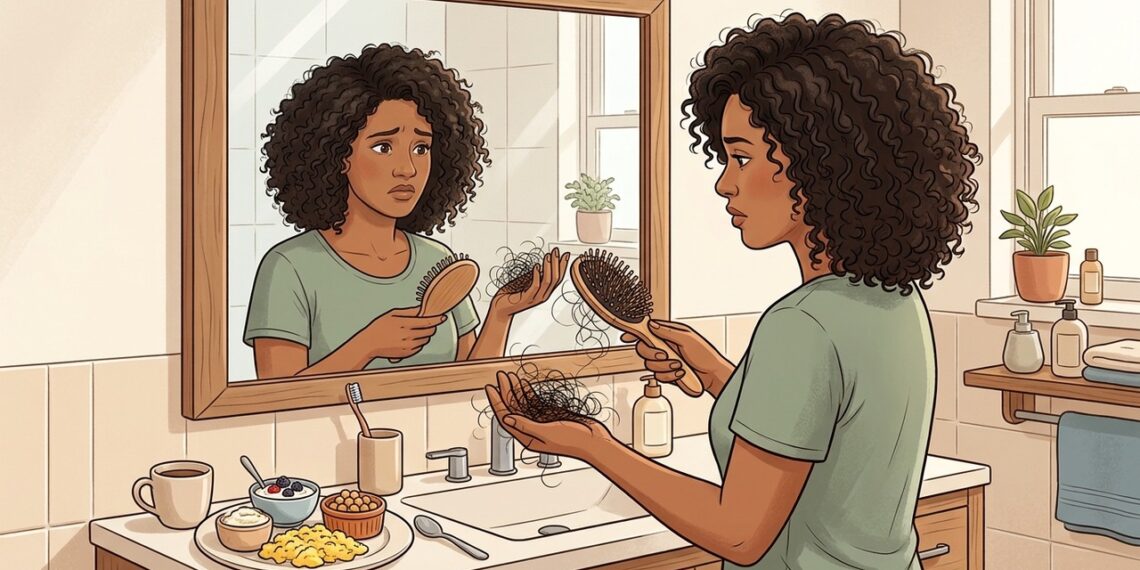 A queda de cabelo constante não se deve apenas ao estresse, mas sim à falta de proteína que forma o fio na raiz
