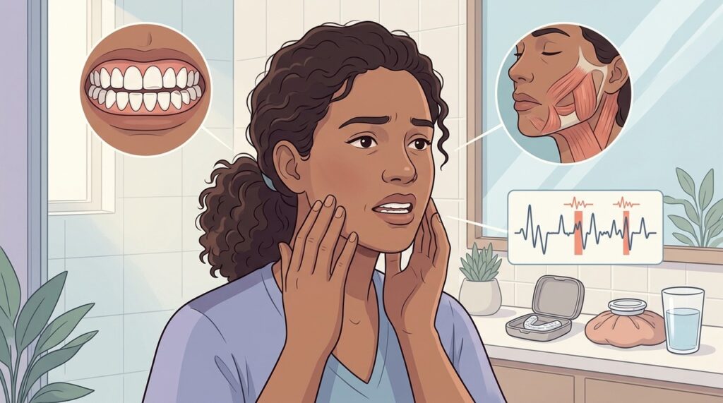 Ranger os dentes pode causar desgaste dentário, rigidez mandibular e sono superficial.