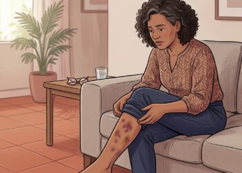Hematomas que aparecem principalmente nas pernas sem lembrar de nenhuma batida merecem atenção quando vêm acompanhados de outros sinais