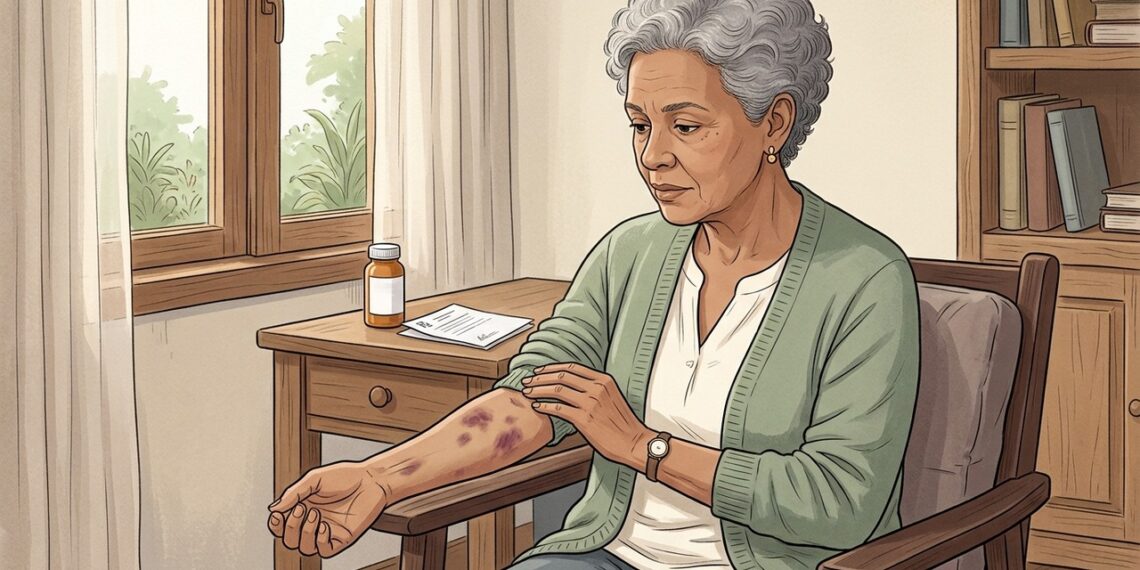 A pele ficou mais fina e os braços começaram a roxear depois de meses usando corticoide?