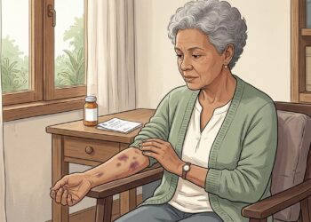 A pele ficou mais fina e os braços começaram a roxear depois de meses usando corticoide?