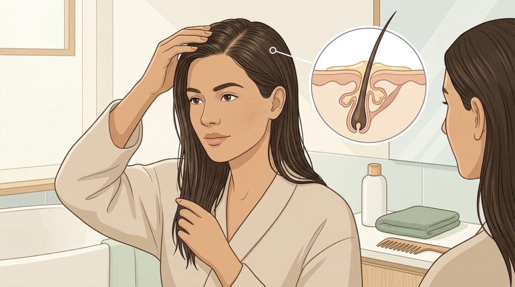 Shampoo suave e frequência adequada ajudam a equilibrar oleosidade sem ressecar os fios.