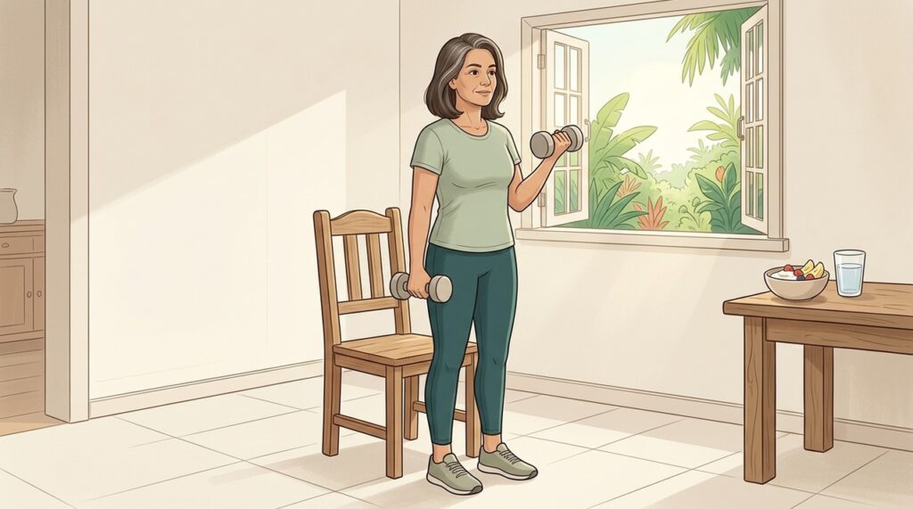 Bem-estar na menopausa envolve movimento, alimentação, sono e acompanhamento da saúde.