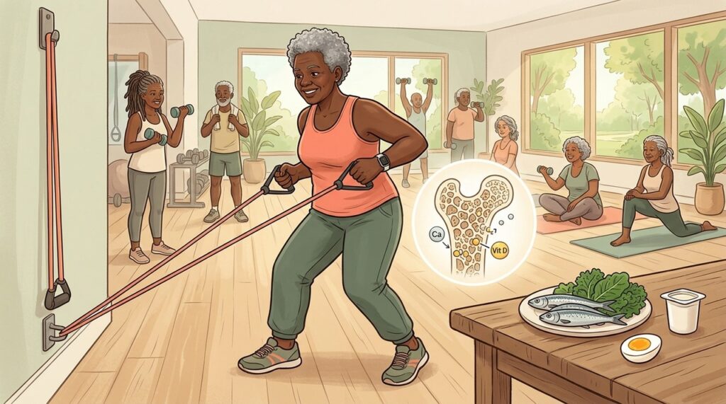 Exercício, vitamina D e cálcio formam uma estratégia importante contra a perda óssea.