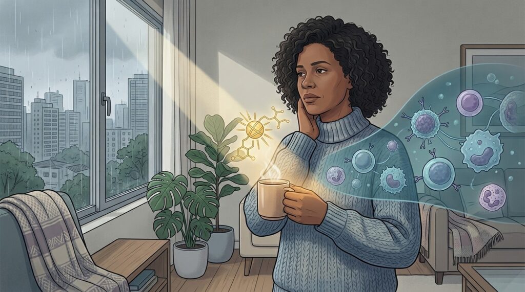 No inverno, menor exposição solar pode coincidir com mais infecções respiratórias.