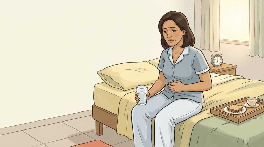 Enjoo ao acordar merece atenção quando se repete junto de desconforto abdominal.