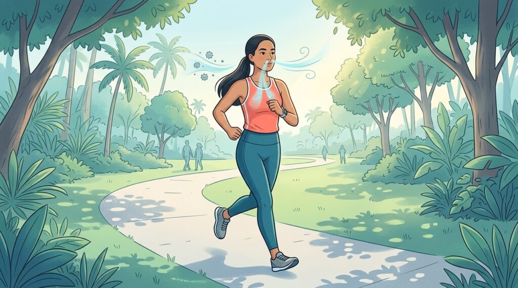 A respiração nasal filtra, aquece o ar e participa da recuperação após o exercício.