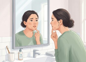 A acne adulta na região do queixo e da mandíbula pode estar associada a alterações hormonais.